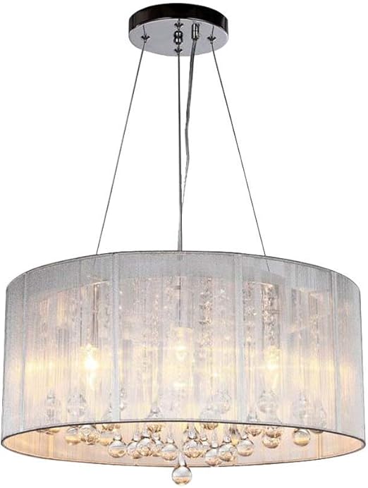 Kristall Deckenpendelleuchte Chrom Modern Elegant Kristall Pendelleuchte Romantisches Schlafzimmer Wohnzimmer Esszimmer Hochzeitszimmer Loft Kronleuchter Silber Rund Stoff Textil Schatten Pendelleuchte Beleuchtung Amazon De Beleuchtung