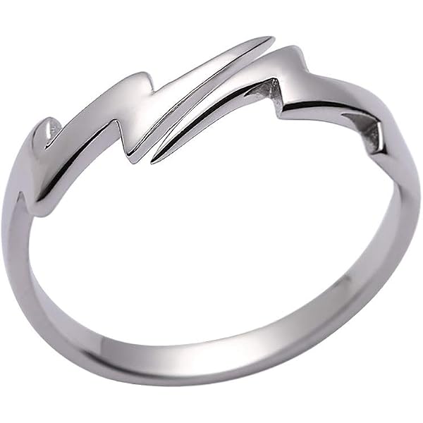 Bague Double Éclair Acier Inoxydable Réglable - Cadeau Punk Homme Femme