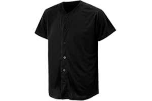 CUTHBERT Solid Baseball Jersey Shirt for Men and Women, Plain Casual Short Sleeves Button Down T-Shirt