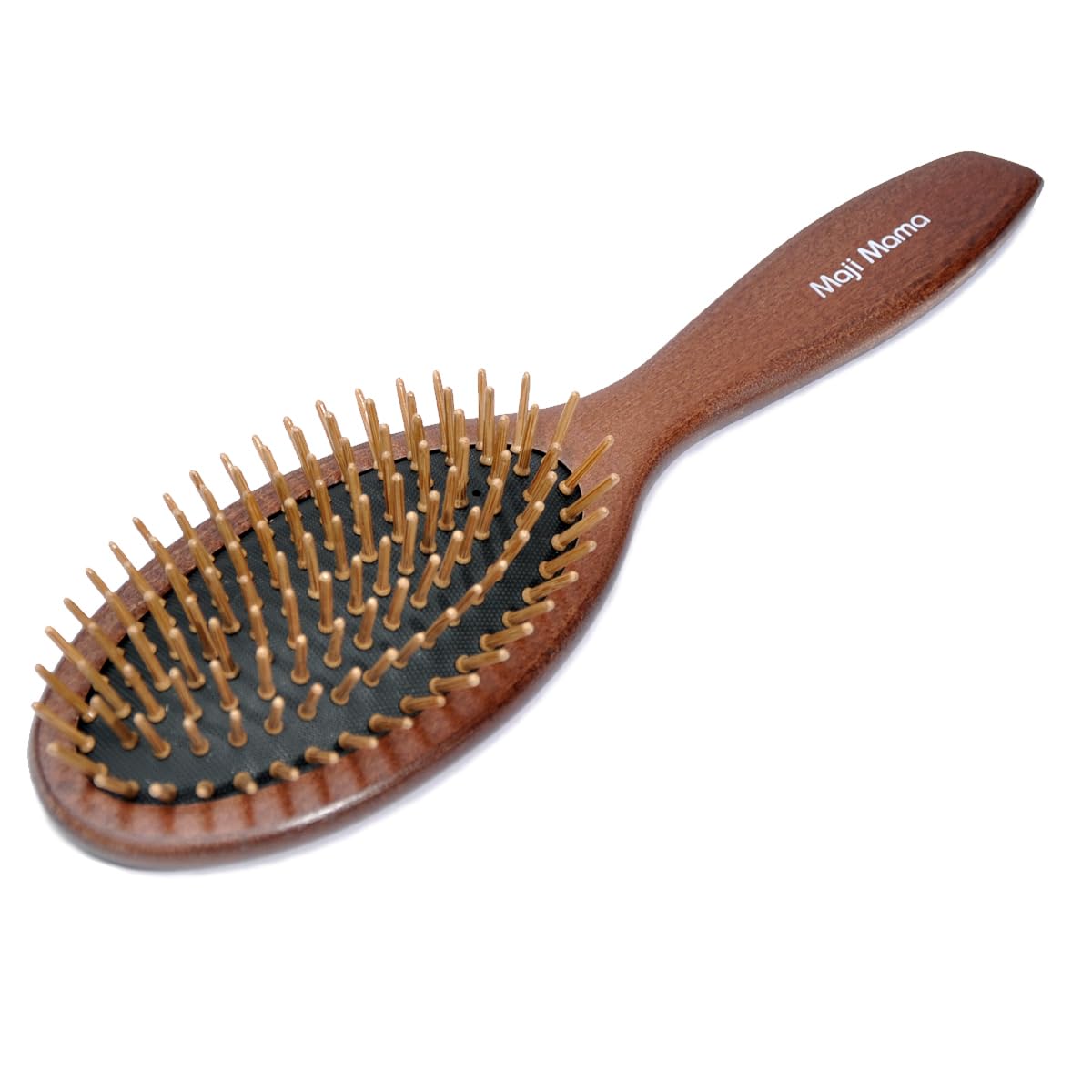 Handmade Wooden Cushion Hair Brush for Women Men Hairbrush with Bamboo Pins Massage Scalp & Detangling for Curly Thick Long Fine Dry Wet Hair (Oval Shape)