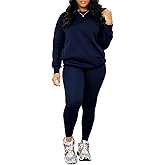Nimsruc 2 Piece Outfits For Women Sweatsuits Sets Casual Long Sleeve Pullover Jogger Sweat Pants Set With Pocket