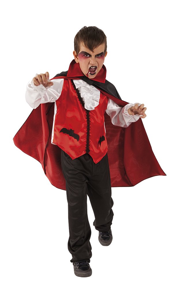 RUBIES Count Dracula costume for children, dress with white shirt, vest, cape and pants, official for Halloween, L (8-10 years old)