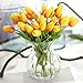 JOEJISN 30pcs Artificial Tulips Flowers Real Touch Orange Tulips Fake Holland PU Tulip Bouquet Latex Flowers for Wedding Party Office Home Kitchen Decoration (Orange)