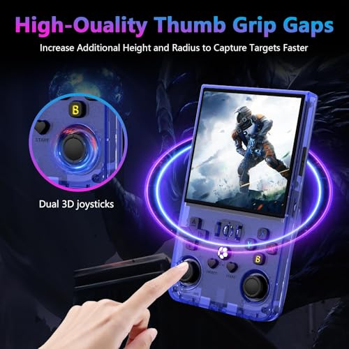 R36MAX Retro Portable Game Console, Retro Game Console with 128GB Memory, 4.0" IPS HD Screen, 4000mAh Battery and 30+ Main Emulators, Blue