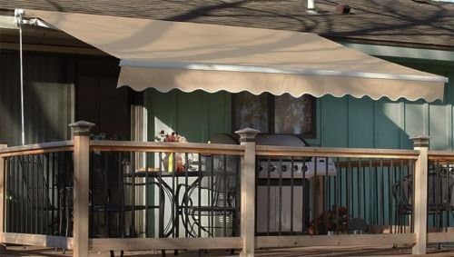 luckybuy168 Outdoor 12ร10' Manual Retractable patio deck awning sun shade shelter canopy tan
