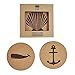 Jetty Home HP-CC01-01 6 Piece Coaster Nautical Beach Gift Set, Cork