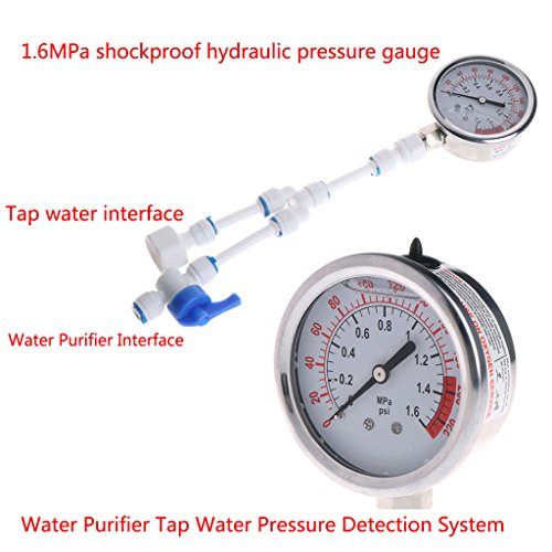 Qisuw 2 in1 Water Purifier & Tap Pipes Pressure Gauge Test Meter 0-1.6MPA Anti-vibration
