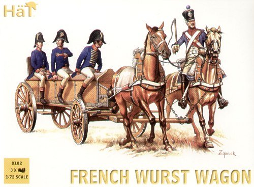 Napoleonic French Wurst Wagon (4 Figures, 2 horses & Wagon) 1/72 Hat