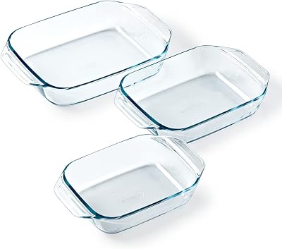 Set 3 pirofile da forno - PYREX - Vetro - Rettangolari - Irresistibili - 20-25-28 cm