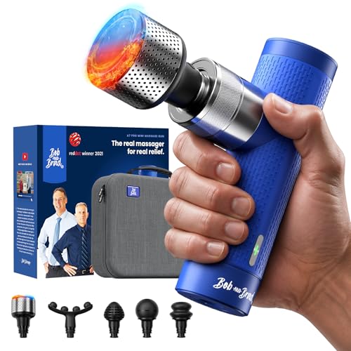 BOB AND BRAD A7 Pro Mini Massage Gun with Heat & Cold Therapy for Back Pain & Recovery - 11mm Deep Tissue, Portable Quiet Handheld Gun, FSA-HSA Eligible with Case, Fathers Day Dad Gifts
