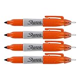 Sharpie Mini Permanent Markers, Fine Point 0.7mm, Orange Ink, Pack of 4