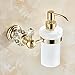 OWOFAN Liquid Soap Dispenser Pump 6.8 oz Wall Mounted Bathroom Lavatory Lotion Dispenser with Glass Bottle, Brass Golden HK-38K
