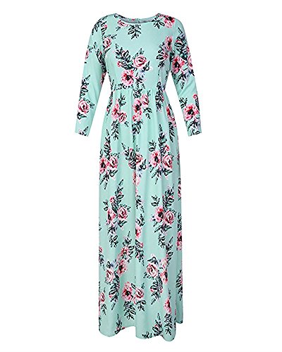 Pxmoda Women's Fashion Spring 3/15 Sleeve Classic Rose Maxi Dresses