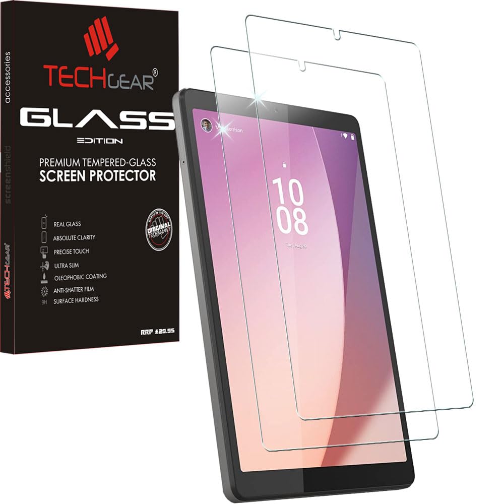 TECHGEAR GLASS Edition [2 Pack] Screen Protector fits Lenovo Tab M8 4th Gen 2023 (8.0") TB300, Genuine Tempered Glass Screen Protectors [9H] [HD Clarity] [Scratch-Resistant] [No-Bubble]