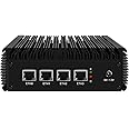 MOGINSOK Firewall Appliance Mini PC 2.5GbE, Intel Celeron J4125 Quad Core 4xIntel I225-V LAN VPN Fanless Firewall Router PC A