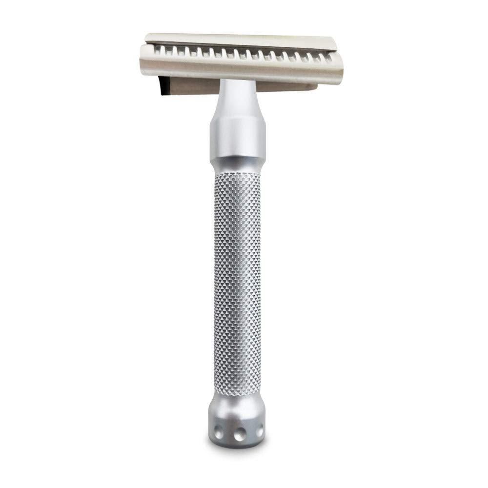 The Goodfellas' smile Slant Safety Razor, Stainless Steel Handle, 90mm, Silver