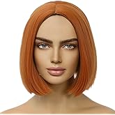 PATTNIUM Kids Orange Bob Wig Child Short Straight Ginger Bob Wig for Girls Cosplay Party Daily Wear Heat Resistant Synthetic Wig (Orange)