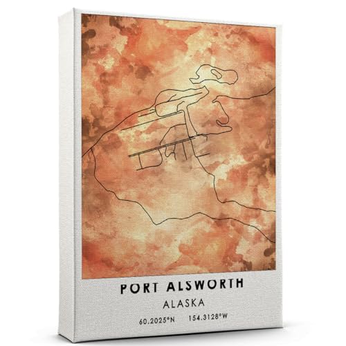 Port Alsworth Map Poster, Alaska Map Art