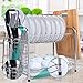 MICOE Stainless Steel Dish Drain Drying Rack with Cutting Board Bracket 2 Layers Cutlery Rack Large Capacity Tool-Free Installation H-WDG2003