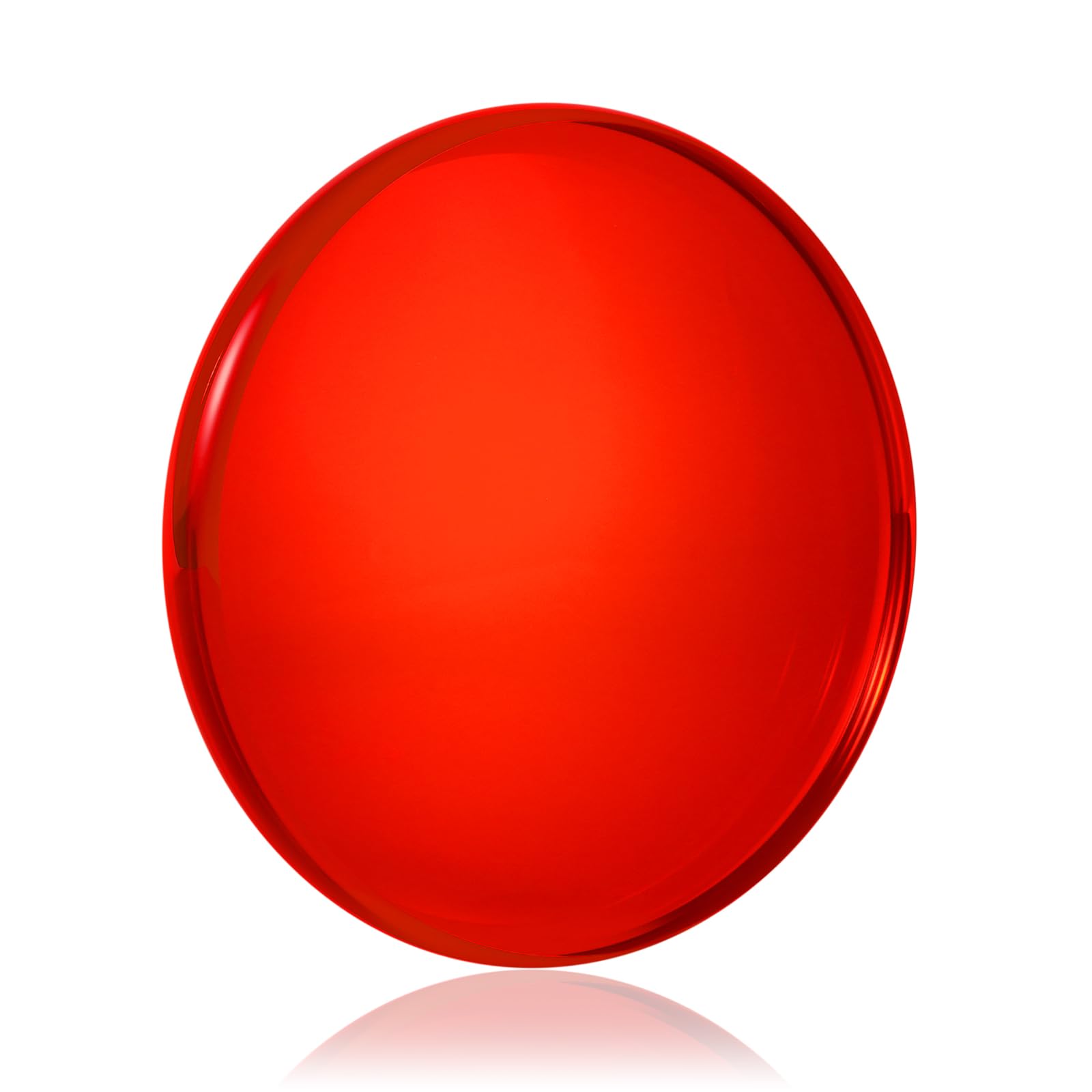 Optical Glass Spinning Top Base, Double-Concave Crystal, Diameter 100 mm (3.94"), Thickness 14 mm (0.55"), Smooth, Low Friction, Extends Spin Time (S, Red)