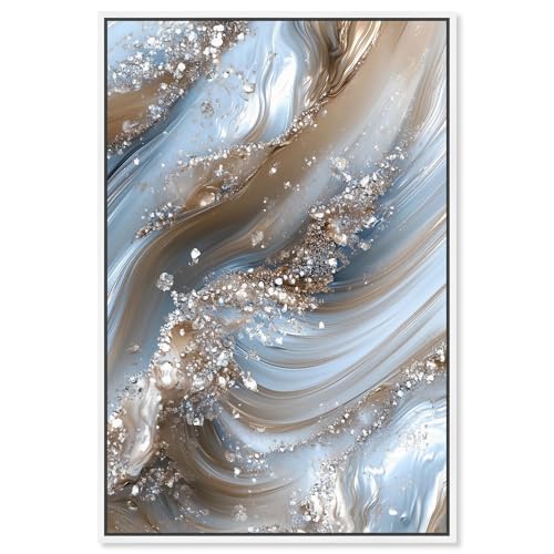 Art Remedy Crystal Ice Storm Canvas Elegant Abstracts, White Frame, 24 x 36