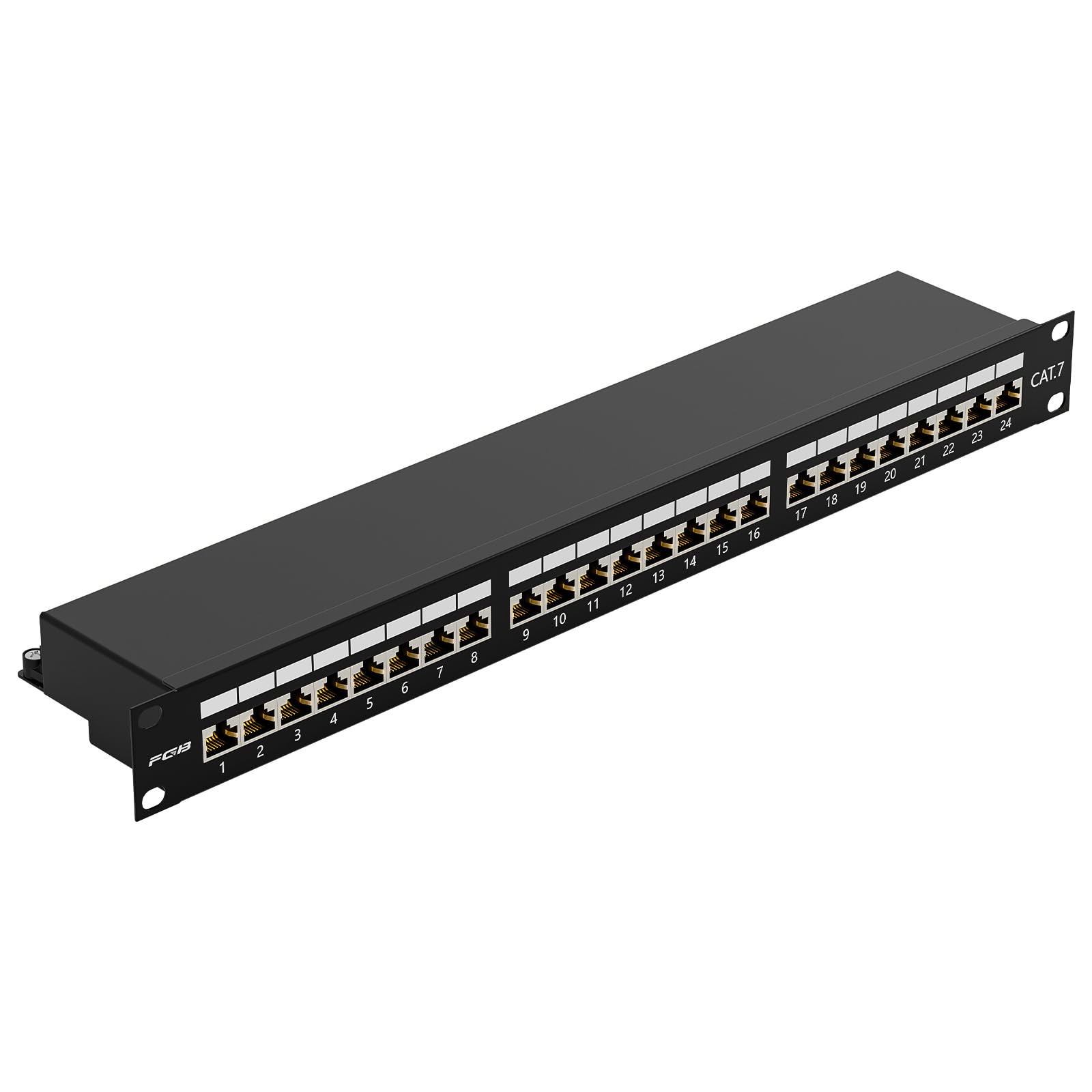FGB CAT 7 Patchpanel Verteilerfeld 24 Port - 19" Zoll Rackeinbau Servermontage RJ45 Geschirmt - Patchpanel Geschirmt Netzwerk-Patchpanel für Gigabit-Netzwerk-Switch