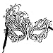 Coxeer Venetian Masquerade Mask Women's Swan Metal Filigree Laser Cut Mask