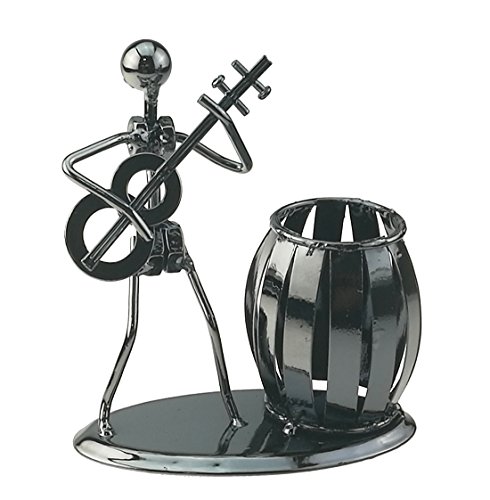 Music Iron Man Art Steel Pen Container Holder Pencil Cup Pot Secretary Desktop Music Decoration Toy Gift (C160 Guitar)