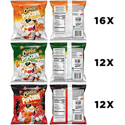 Cheetos Popcorn, Cheddar, Flamin' Hot & Jalapeño Cheddar Variety Pack,0