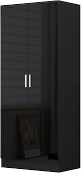 Reflect 2 Piece Wardrobe Bundle | 2 Door Corner & Plain | Black Gloss view 8