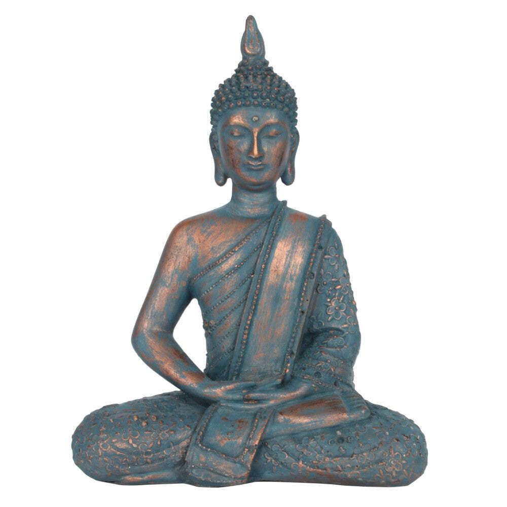 Stunning Blue Terracotta Buddha - 26cm (1 Pc.) - Unique, Durable & Eye-Catching Home Decor - Perfect Zen Accent for Any Room