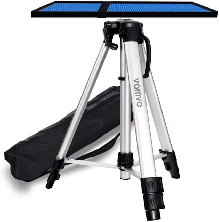 vamvo Aluminum Tripod Projector Stand, Adjustable Laptop Stand, Multi-Function Stand, Computer Stand Adjustable Height 17'' to 46'' for Laptop with Plate and Carrying Bag