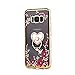 CaseHaven Galaxy S8 Case, Glitter Crystal Heart Floral Series - Slim Luxury Bling Rhinestone Clear TPU Case with Ring Stand for Samsung Galaxy S8 (2017) - Gold