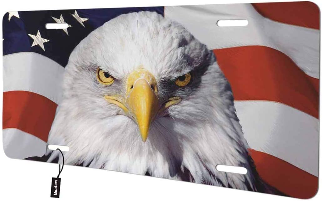 Beabes Bald Eagle Front License Plate Cover, American USA