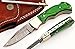 5167 Custom made damascus steel folding knife. (Green)