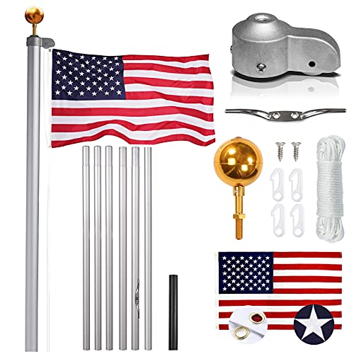 NQ 20FT Aluminum Flagpole Set Sectional Flag Pole Kit Outdoor