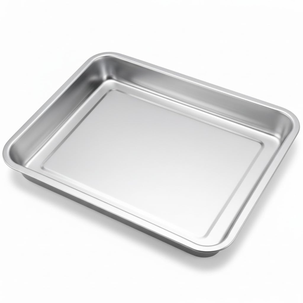 Professional Stainless Steel Baking Tray – Non-Stick and Resistant – Size 45 x 35 x 4.8 cm – Ideal for Baking and Serving