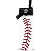 Baseball Gifts for Baseball Lovers Players Fan, 16 oz Water Bottle with Straw Lid, Sport Travel Stainless Steel Insulated Tumbler, Birthday Christmas Gifts
