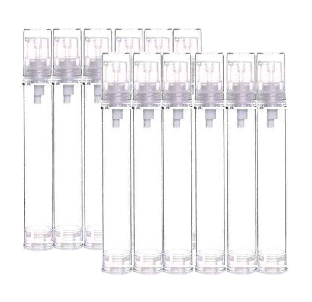 12Pcs 15ml Clear Airless Cosmetic Cream Pump Bottle Refillable Travel Dispenser Lotion Pump Containers Vacuum Press Pump Bottles for Foundation Cream Essence