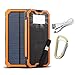 QueenAcc 15000mAh Solar Charger, Solar Power Bank with LED Flashlight Portable Charger, Backup Solar Power Pack, Dual USB Port Solar Battery Charger for Smart phones and Other USB Devices(orange)