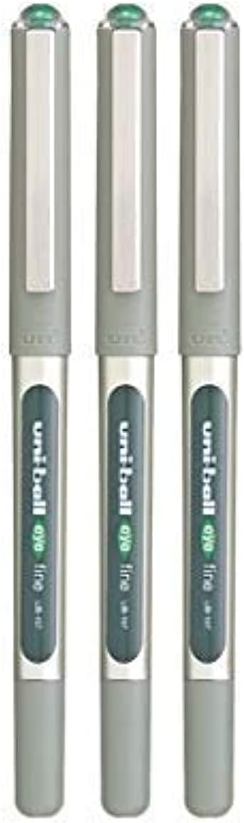 uni-ball Eye UB-157 Roller Ball Pen Fine 0.7mm Green 3 Pack