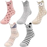Hippih Girls Kids Animal Cotton Ankle Socks Toddler Crew Socks 5 Pack