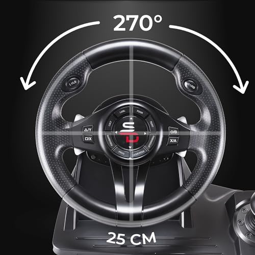 SUBSONIC Superdrive - GS550 steering wheel with pedals, paddles, shifter, vibration racing wheel for Switch 2, Switch, Xbox Serie X/S, PS4, Xbox One, PC