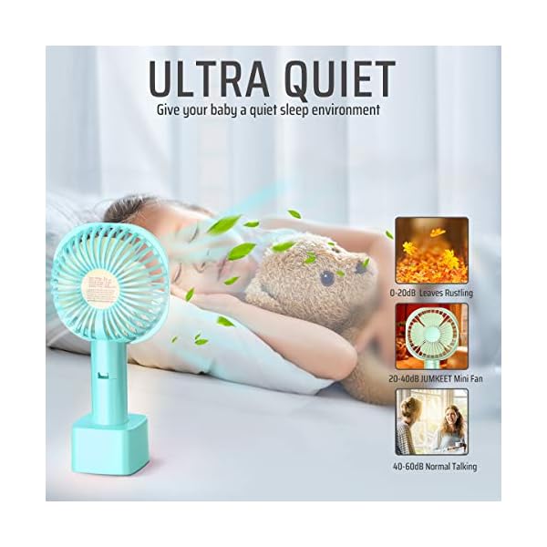 JUMKEET-Mini-Handheld-Portable-Fan-Desk-Fan-USB-Rechargeable-Battery-2600-mAh-Personal-Fan-with-Base-Table-Fan-Cooling-Electric-Sport-Fan-3-Speeds-for-Home-Travel-Office-Room-Outdoor-School-Blue Jumkeet Mini Handheld Portable Fan Desk Fan USB Rechargeable Battery 2600 mAh, Personal Fan with Base, Table Fan Cooling…