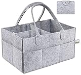 Pandiee Baby Diaper Caddy - Diaper Tote Organizer | Nursery Storage Bin | Portable Car Storage for Diapers Wipes and Toys | Changing Table Organizer | Baby Shower Gift Basket for Newborn Registry