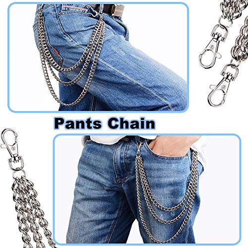BESTZY Pants Chain,Wallet Chain 2 Pcs Pocket Chain Silver Trousers