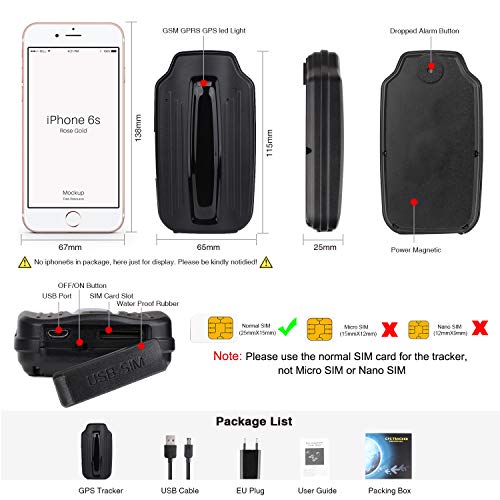 GOLOPHY Car Tracker Device-Lifetime Free Tracking Real Time 3G GPS Tracker Car Tracking Device Hidden Outdoor Strong Magnet Gear Waterproof Locator for Fleet Vehicle Motorcycle Truck Magnets 6000mAh - Thumbnail 6