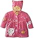 Kidorable Pink Lucky Cat PU All-Weather Raincoat for Girls w/Fun Ears, Flowers, Fish Bowl Pocket