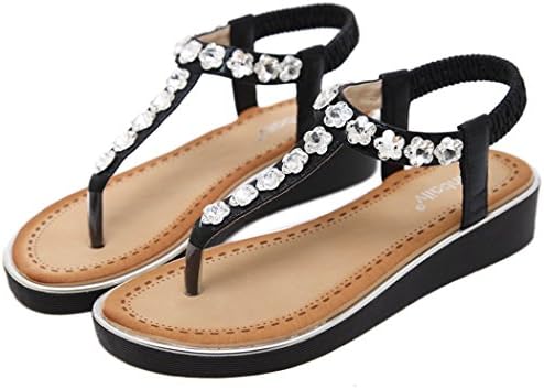 Women's Crystal Rhinestone Beaded Wedding Sandals Platform Wedge Dress Sandals Slippers