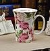 OLSAinny ufengkeCreative Cute European England Royal Luxury Bone China Tea Cup Ceramic Coffee Cup Mugs-Red and Green Camellia Flower